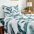 thumbnail image 1 of King Size Bed Sheets Set PC Soft Cooling Thread Count Microfiber Printed Sheet Deep Pocket Breathes Better Machine Washable Tropical Palm Tree Fronds Patterned Double, 1 of 7