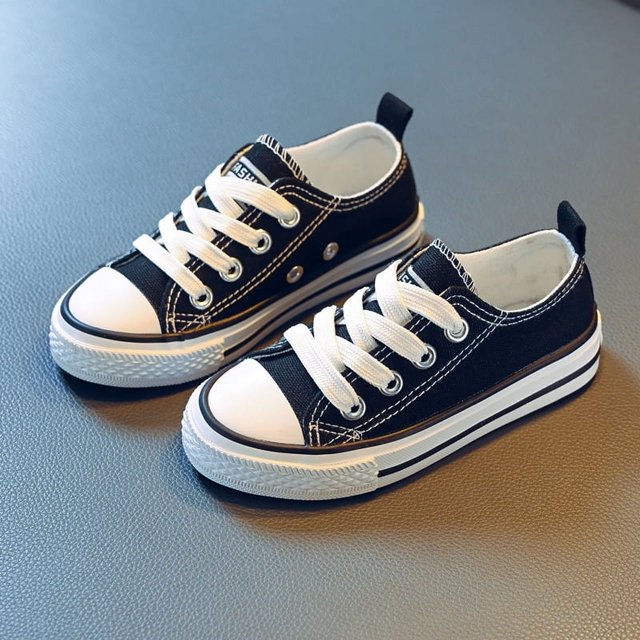 Zapatos de lona para niños, estilo primavera y otoño, zapatos bajos con cordones, zapatos de tabla para niños y niñas, zapatos blancos para bebés, zapatos casuales de tela