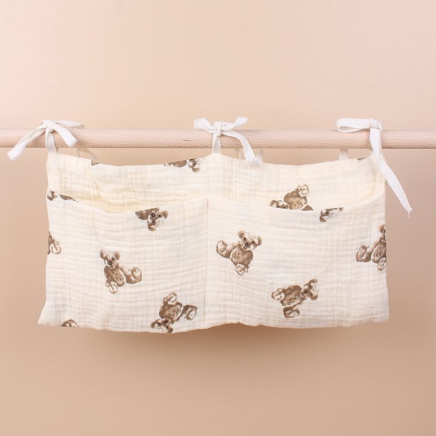 Bolsa de almacenamiento para cuna de bebé, bolsa para cochecito, bolsa de algodón con doble compartimento, multifuncional, para pañales, biberones, molares y juguetes