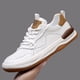 thumbnail image 1 of Zapatos de hombre de cuero genuino europeo, zapatos casuales con agujeros, transpirables y de suela gruesa, zapatos blancos de primavera para hombre a la moda, 1 of 6