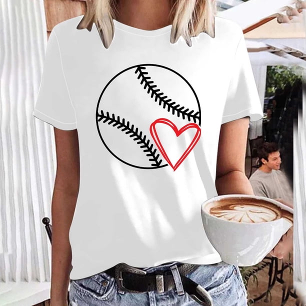 Fiudx Camisas de Mujer Mujer Casual Verano Impresión Manga Corta Cuello Redondo Suelta Camiseta Blusa Tops