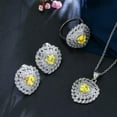 thumbnail image 2 of Mystical Yellow CZ Crystal Jewelry Sets Lover Heart Ring Necklace Earrings Ring, 2 of 9