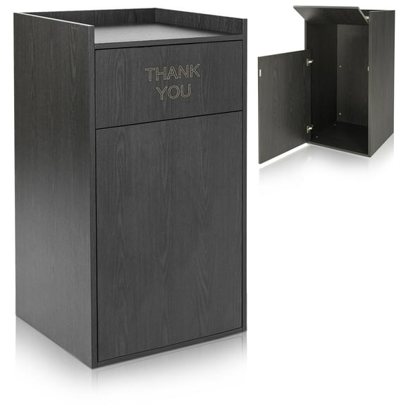 Alpine Restaurant Trash Can Cabinet - Commercial Trash Can 40 Gallon, Garbage Receptacle Indoor with Tray Holder for Restaurants, Cafeterias (Espresso Black)