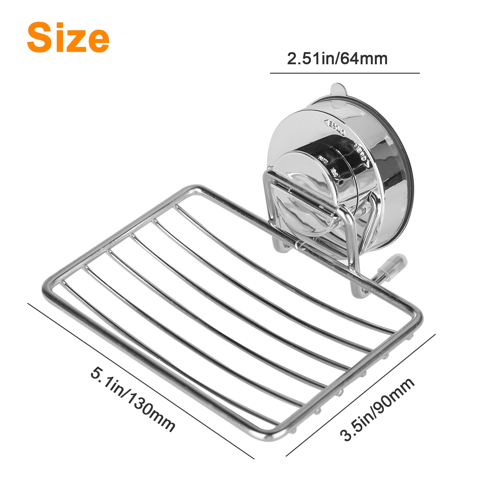 Bathroom Stainless Steel Suction Cup Soap Dish Drain Tray Holder Storage Rack 