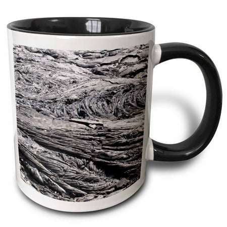 Hawaiian Mugs - 3dRose Black Dried Lava texture Natural Macro photography grey gray rock Hawaiian geology abstract nature - Two Tone Black Mug, 11-ounce
