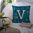 thumbnail image 3 of Letter V Sea Doodles Initial Alphabet Fabric Decorative Pillow, 3 of 4