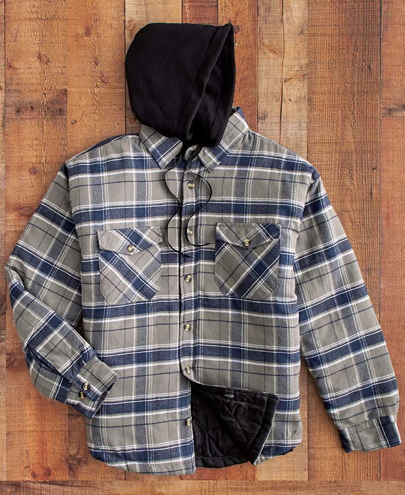 Men's Quilt-Lined Flannel Shirt Jackets-Blue-2XL(50/52) - Walmart.com