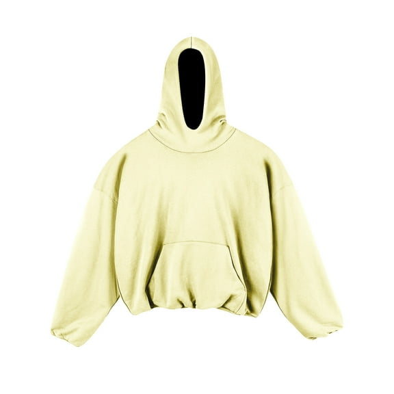 PInxai Hoodies for Men Drop Shoulder Long Sleeve Cropped Loose Pullover Casual Solid Color Tops Fall