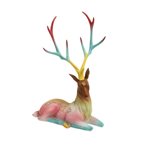 Esquirla Reindeer Statue Deer Statue Ornaments Home Decor Elk Sculpture Deer Figurine for Desktop Cabinet Table Centerpiece NightStand Sitting Deer