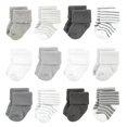 thumbnail image 1 of Hudson Baby Calcetines Unisex De Algodón Para Recién Nacidos Y Rizo, Rayas Grises, Paquete De 12, 6-12 Meses, 1 of 1