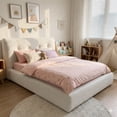 thumbnail image 6 of EnHomee Cloud Upholstered Bed Frame Full Size Boucle Platform Bed Frame with Button Design Headboard & Round Corner & Extra Pillow,Beige, 6 of 8