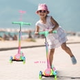 thumbnail image 6 of Kidscoter 3 Wheel with LED Lights,Adjustable Height Foldable Scooter for Boys Girls Ages 3-12,Light-Up Handlebars & Deck,130lbs Weight Limit, Gift for Toddlers,Pink, 6 of 10