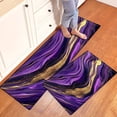 thumbnail image 6 of Purple Gradient Golden Embellishment Flowing Ripples Swirls Fluid Art Flannel Kitchen Rug Non Slip Washable Runner Mat Bathroom Living Room Doormat, 6 of 13