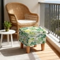 thumbnail image 4 of SCRAWLGOD Vintage Tropical Leaf Print Green Beige Stretch Ottoman Cover Square Ottoman Slipcovers Furniture Protector, Storage Stool Furniture Protector with Elastic Bottom for Foot Stool, 4 of 7
