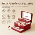 thumbnail image 3 of Casegrace Heart Shaped Lock Jewelry Box With Sync Open/Close Drawer, Multi-Layer Storage Case, Built-in Mirror, Portable Jewelry Organizer for Women Rings, Earrings, Necklaces, Valentine’s Day Gift, 3 of 10
