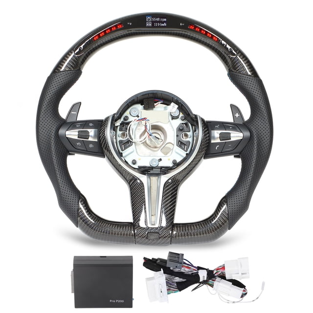 Carbon Fiber Steering Wheel,Performance LED Display Shift Shift Light Steering Wheel LED Steering Wheel Future-Proof Design