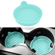 Tkrady Car Coasters for Cup Holders, Silicone Universal Vehicle Coasters, Set of 2 Pack, 3-1/8" Diameter (Light Green)