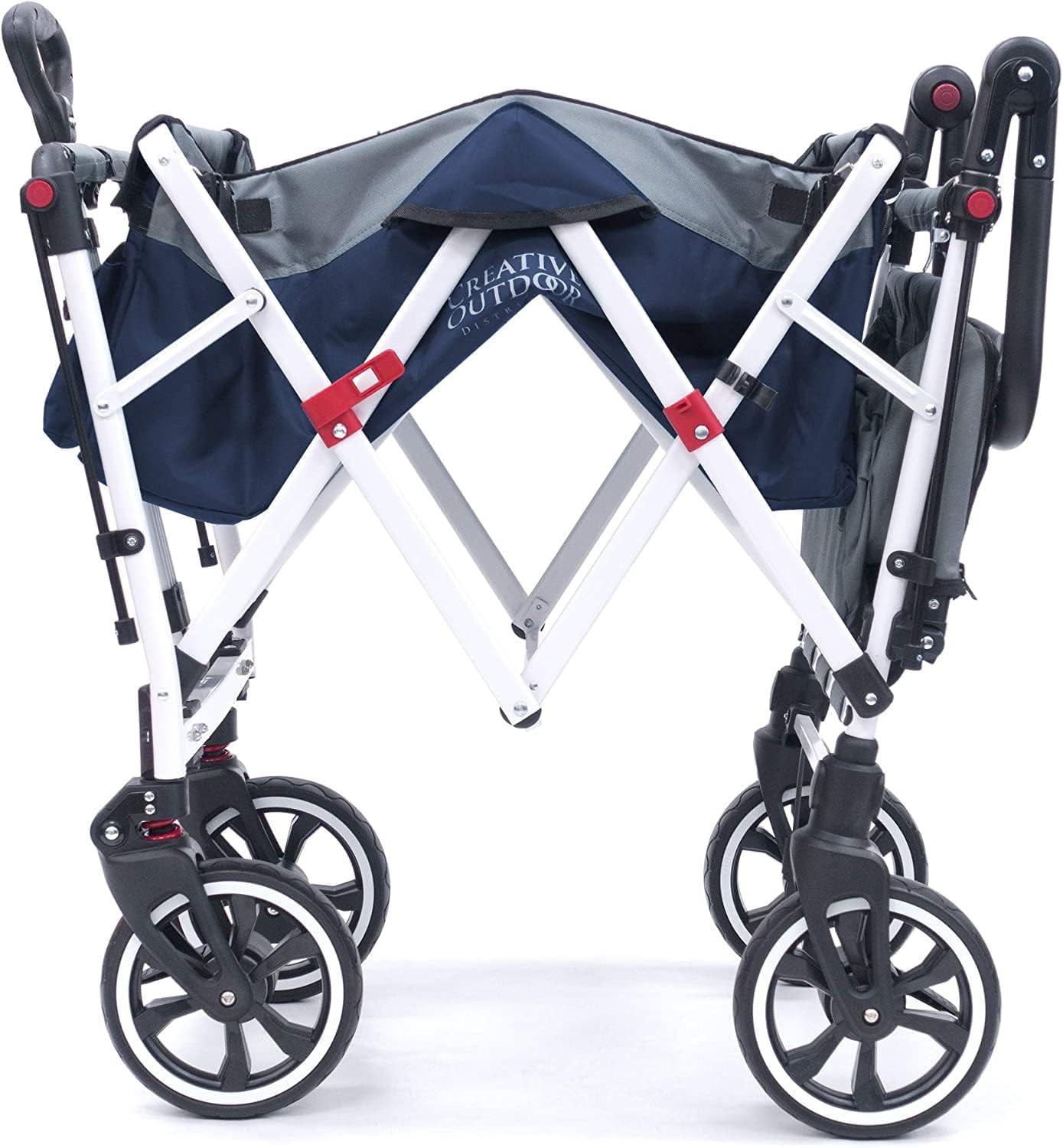 Creative Outdoor Push Pull Wagon Stroller with Canopy Folding Wagon for Kids, Black/Gray