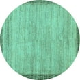 thumbnail image 1 of Ahgly Company Indoor Round Abstract Turquoise Blue Modern Area Rugs, 4' Round, 1 of 4