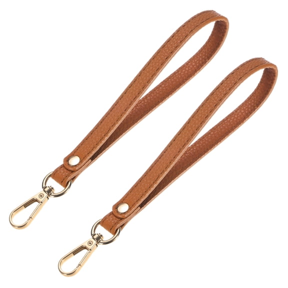 Uxcell Wristlet Strap [2PCS] - Genuine Leather KeyChain Hand Strap - [Brown-Gpld-8.27In] Replacement Wrist Strap