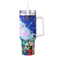 thumbnail image 1 of Pofeuu SpongeBob SquarePants Tasse à Glace en Acier Inoxydable 40OZ avec Poignée et Paille pour Plage/voyage, 1 of 8