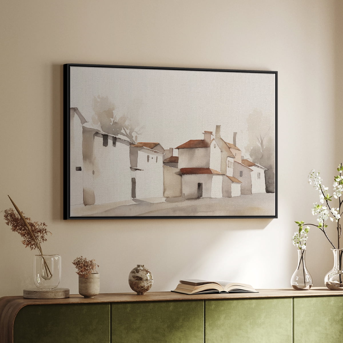 Vintage Landscape-XII By Wexford Home Framed in Black Wood Gallery Wrapped Canvas 17 in. x 25 in.