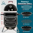 thumbnail image 3 of MFSTUDIO 18" Vertical Smoker and BBQ Grill, Pure Porcelain-Enameled Smokey Mountain Cooker, Heavy Duty Charcoal & Woods Outdoor Grill for Smoker, Black, 3 of 6