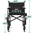 thumbnail image 3 of Medline Transport Wheelchair with Permanent Desk Arms, Lightweight, Swing-Away Footrests, 300 lb Weight Capacity, Blue, Cup Holder, 3 of 6