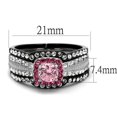 thumbnail image 2 of Luxe Jewelry Designs 3-Piece Women's Black IP Stainless Steel Wedding Ring Set with Light Rose CZ,, 2 of 4