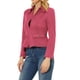 thumbnail image 4 of Chaqueta corta de motociclista de ante sintético con cuello de solapa y cierre, para mujer, XL, roja, 4 of 5