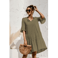 thumbnail image 7 of Summer Dresses for Women Short Sleeve V Neck Ruffles Mini Dress Casual Boho Beach Holiday Sundress, 7 of 7