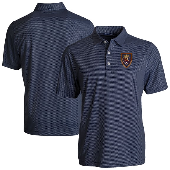 Men's-Cutter & Buck  Navy Real Salt Lake Pike Eco Symmetry Print Stretch Recycled Polo