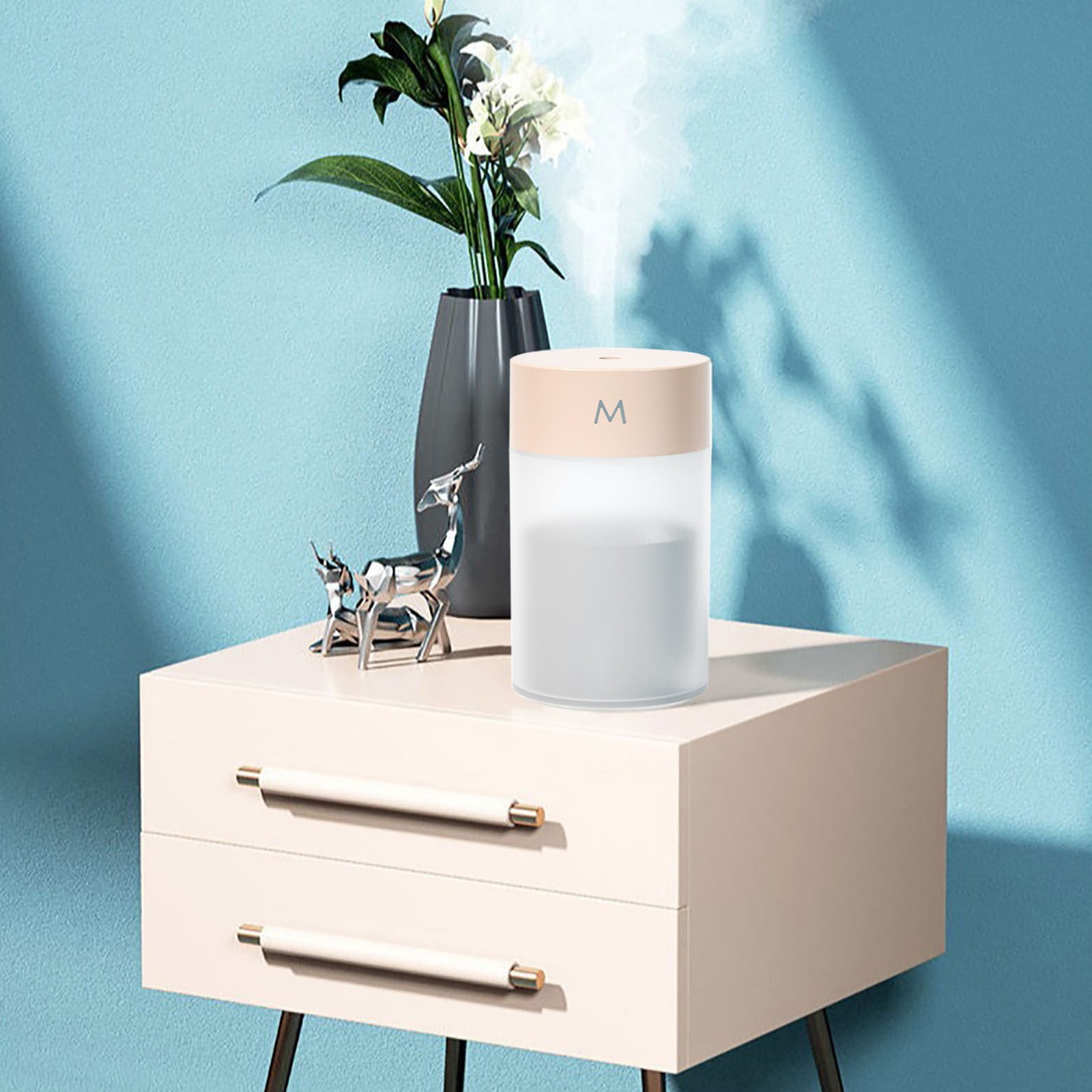 Weloille Cool Mist Humidifier for Bedroom, Babies and Plants, Ultra Quiet Mini Humidifier, Portable, Plastic Construction, in White, Gray, Pink