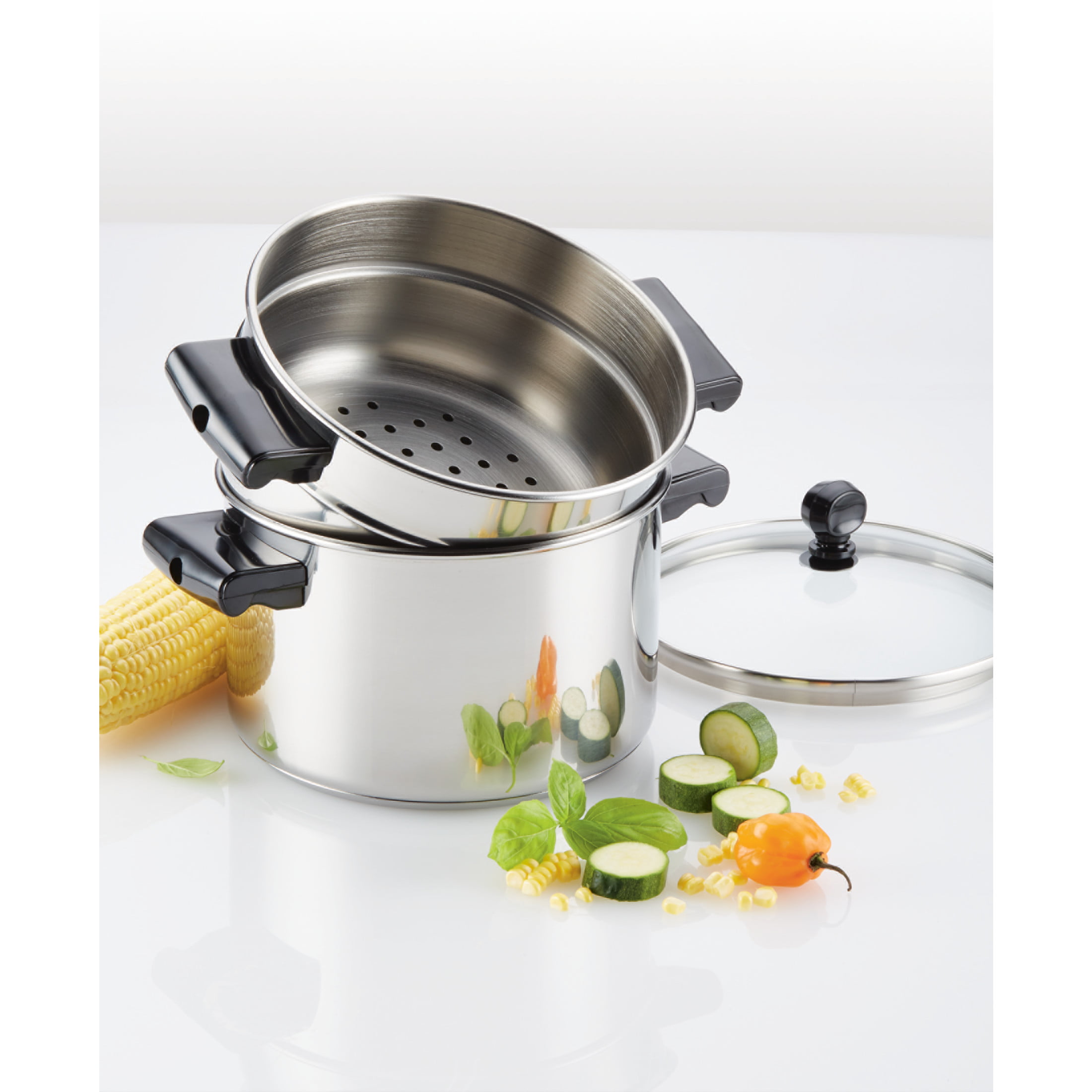 Farberware Classic Series 3qt Stainless Steel Stack 'n' Steam Sauce Pot  With Steamer Set Silver : Target