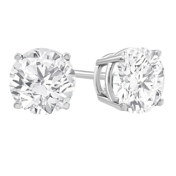 Paris Jewelry 14k White Gold 1/2 Carat Round Created White Diamond Stud Earrings