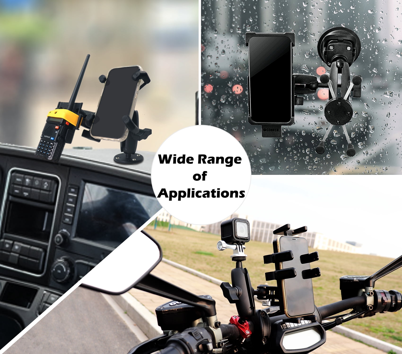 WINDFRD Aluminum 2-in-1 Double Socket Arm with 1" Ball, Compatible with RAM Mount, iBolt 1 inch/B Size / 25mm Ball Accessories, 360 Degree Rotation, Adjustable Dual Mount Arm