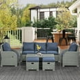 thumbnail image 2 of Outsunny Mobilier de Jardin avec Coussins, Bleu Foncé, 2 of 8