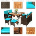 thumbnail image 6 of GVN 9 Pieces Patio Rattan Dining Cushioned Chairs Set-Turquoise, Outdoor Sofa Sectional , Coffee Table for Patio Back Deck, Balcany, Poolside, 6 of 8