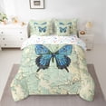 thumbnail image 2 of Homewish Kawaii Butterfly 7-Piece Twin Bedding Sets,Oil Painting Artistic Bedding Comforter Set,Green Beige Blue Sheet Sets For Girls,Ultra Soft Home Decor Reversible, 2 of 8