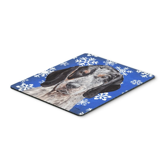 "Blue Tick Coonhound Winter Snowflakes Mouse Pad Hot Pad or Trivet"