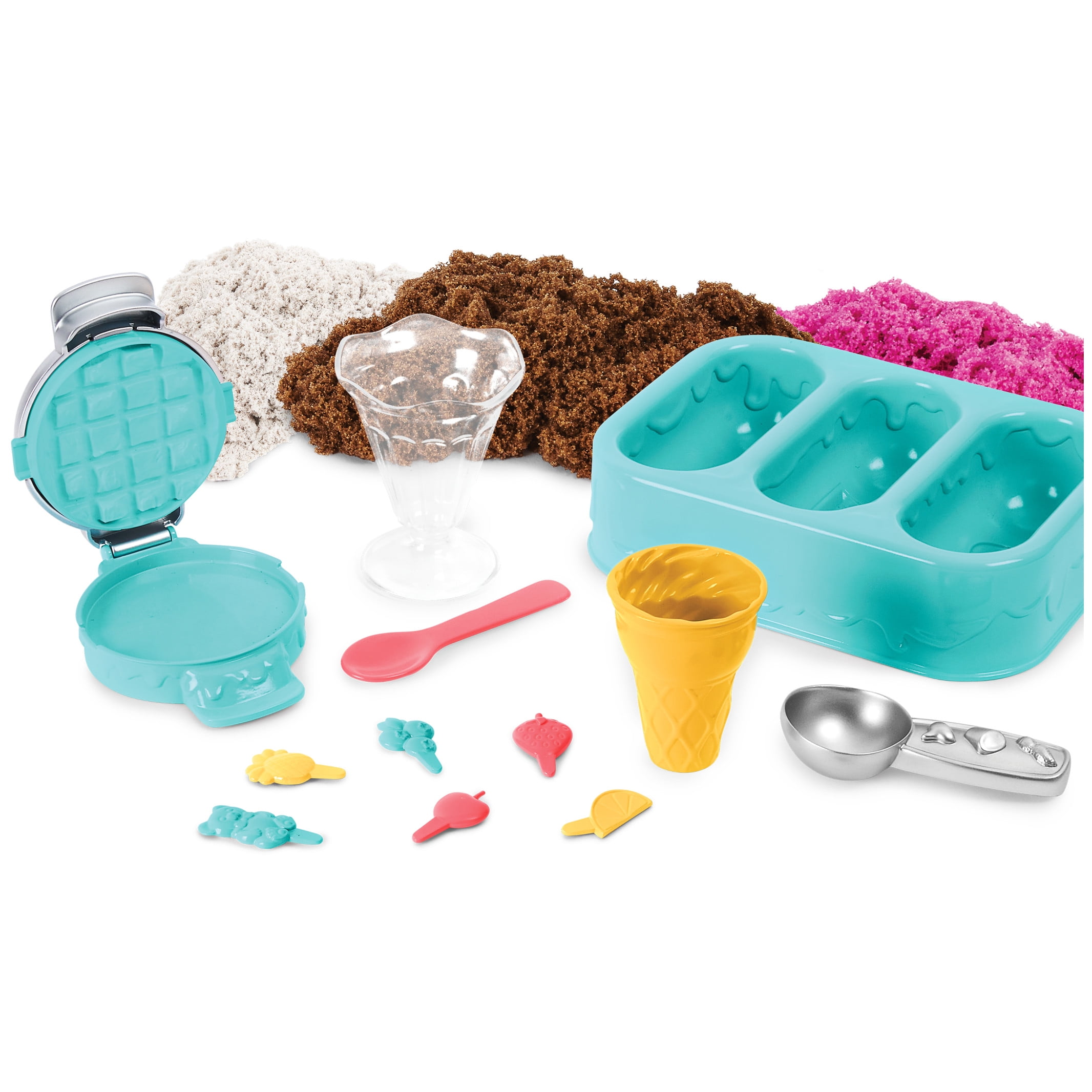 Kinetic Sand Scents, Ice Cream Treats Playset, Easter Basket Stuffers, Includes 3 Scented Colors of Moldable Play Sand & 6 Tools, Sensory Toys for Kids