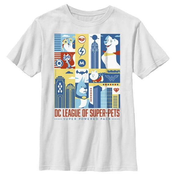 Boy's DC League of Super-Pets City Character Panels  Graphic Tee White Small