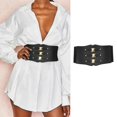 thumbnail image 4 of Slccxzc Women Wide Belt New Metal Buckle Women Elastic Waistband Leather Rivet Ultra Wide Belt Elastic Belts For Woman, 4 of 7