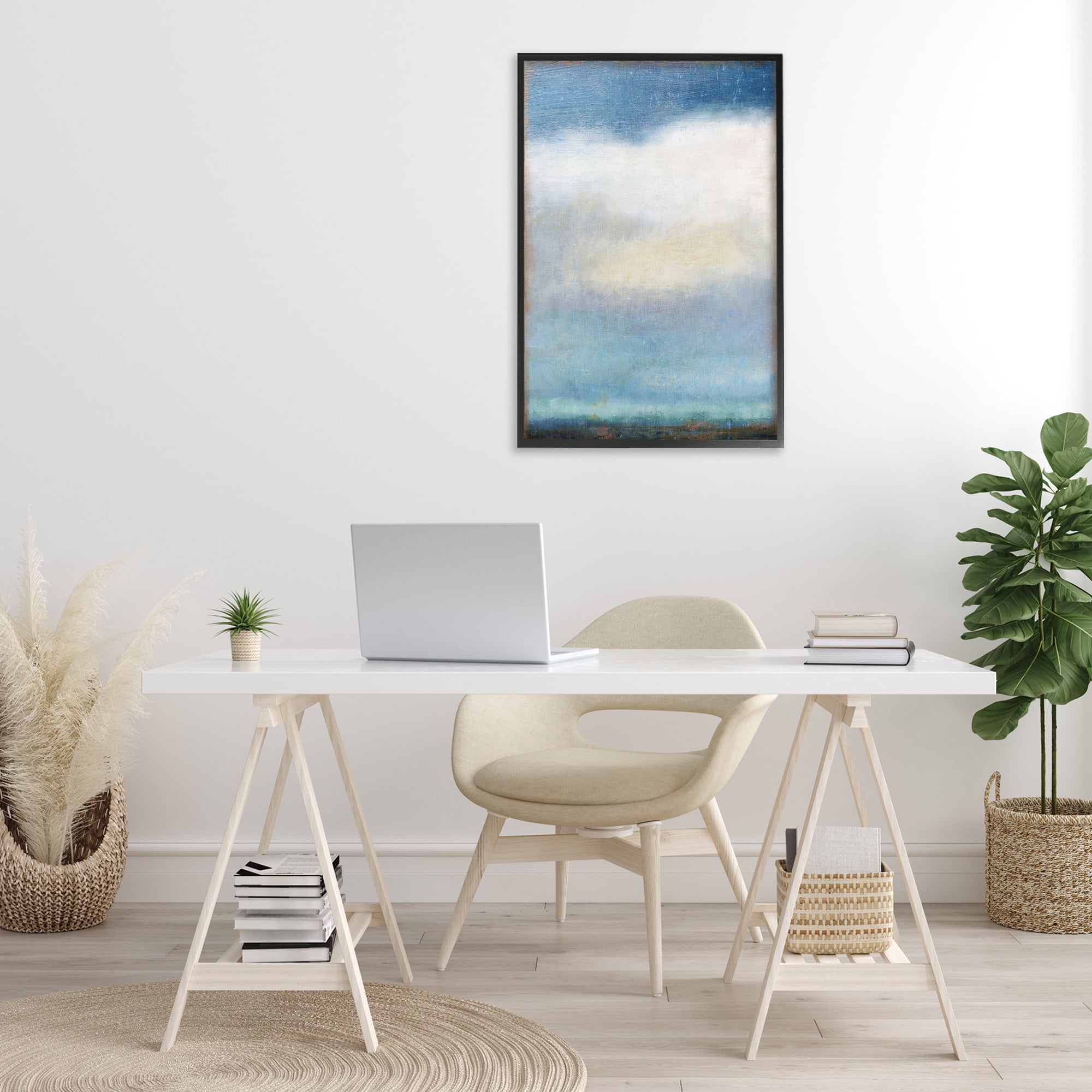 Stupell Industries Rustic Clouds Landscape Landscape Painting Black Framed Art Print Wall Art, 20 x 30
