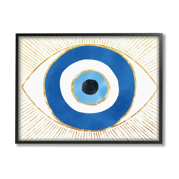 Stupell Industries Evil Eye Shape Striped Mati Symbol Graphic Art Black Framed Art Print Wall Art, Design by Ziwei Li