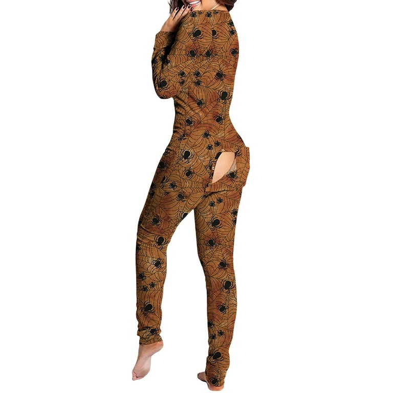 Musuos Womens Butt Flap Pajamas Onesies V Neck Jumpsuit Bodycon Sleepwear Home Wear Walmart