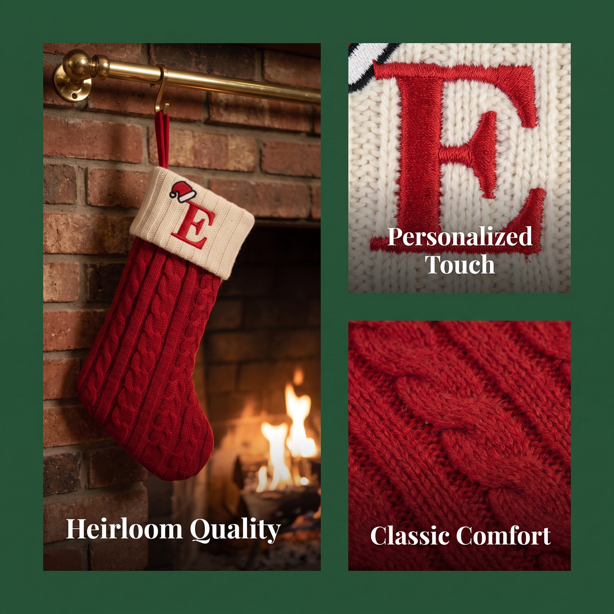 Unique Bargains Cartoon Christmas Luxury Grand Hearth Accent Stocking Letter E 8"