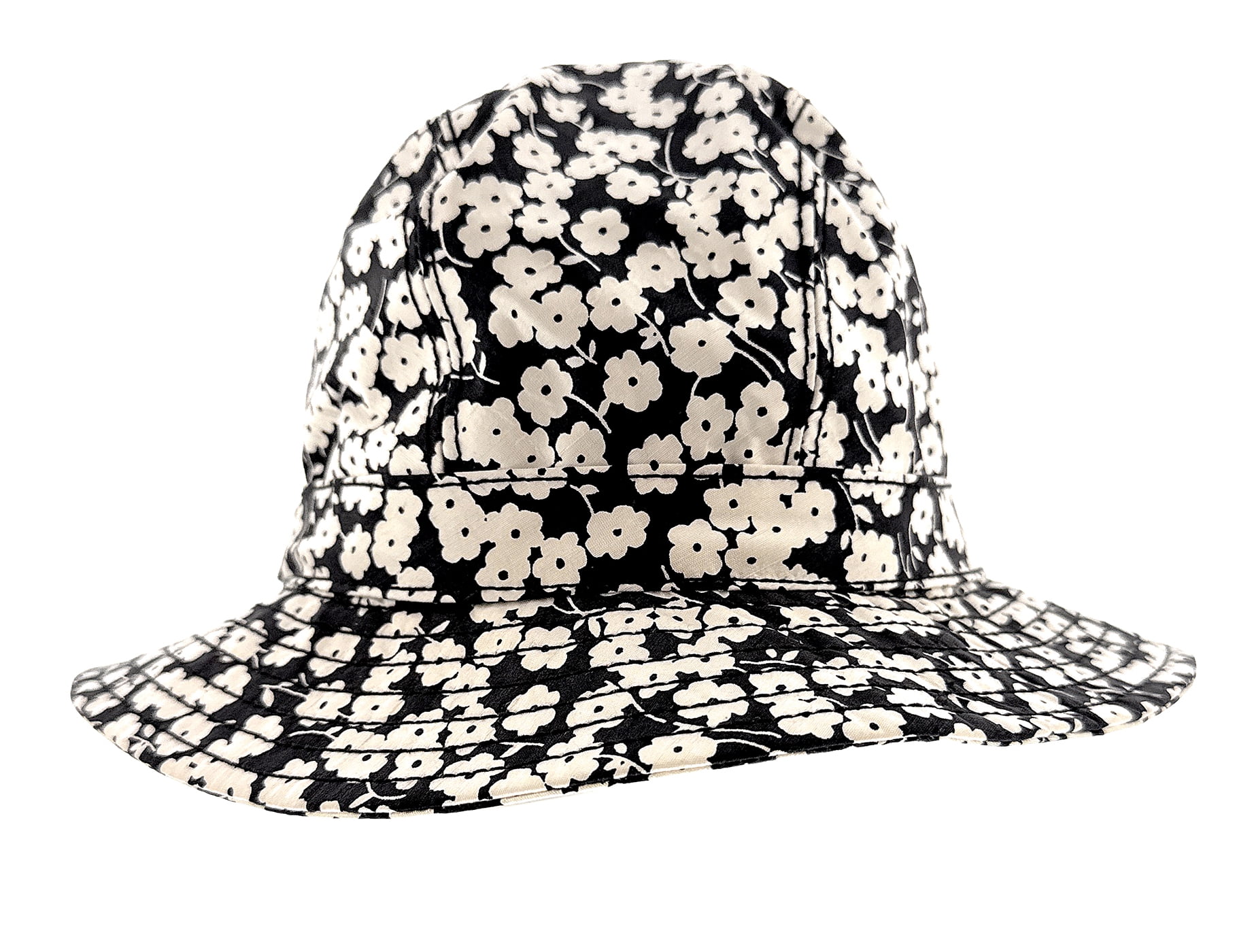 Dolce & Gabbana 100% Silk Black and White Floral Bucket Hat  display picture 3