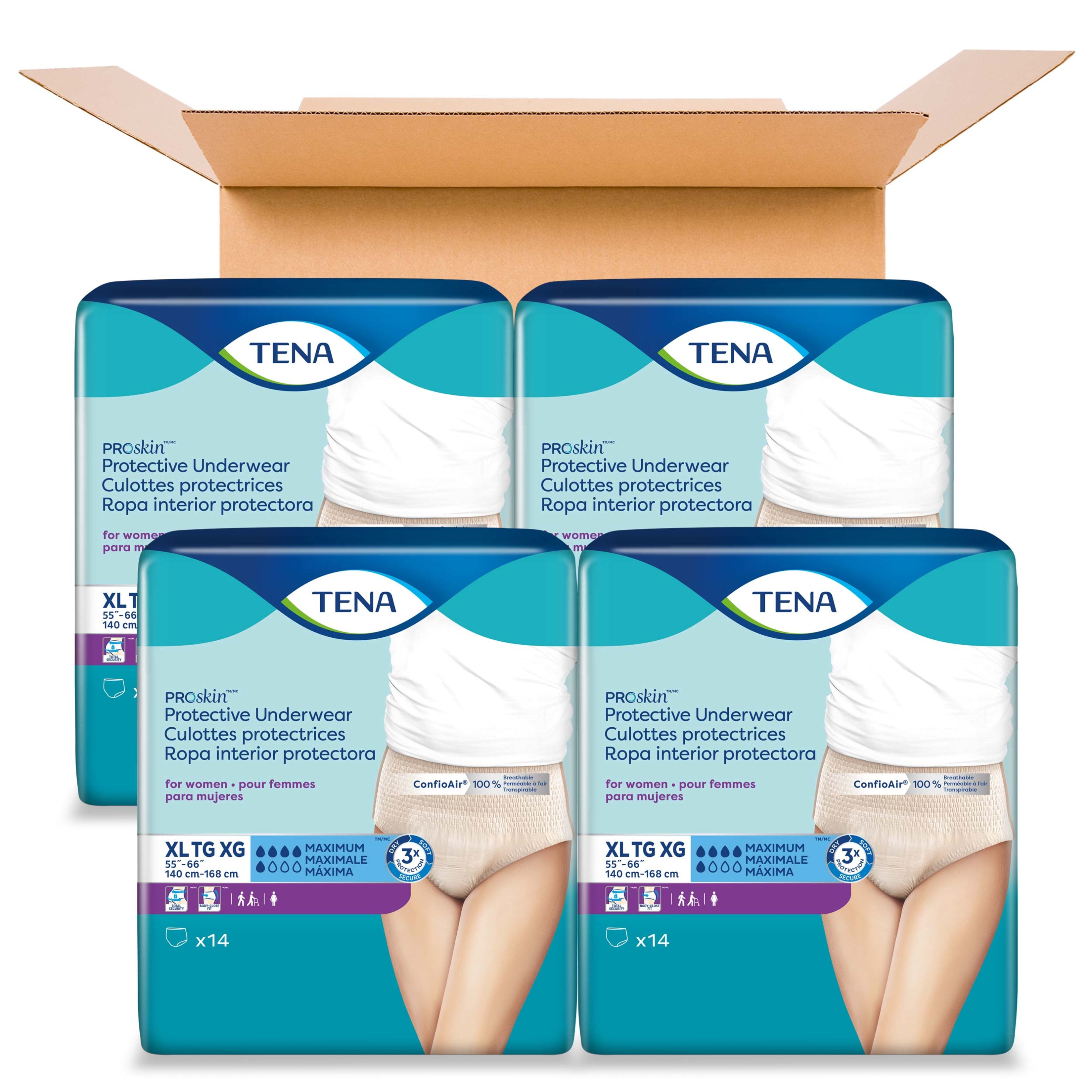 Tena ProSkin Incontinence Underwear for Women, Maximum, XL, 56 ct