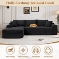 thumbnail image 4 of Aukfa 95" Modular Cloud Sectional Sofa, L-Shaped Couch with Left Facing Chaise, No Assembly Required Corduroy Deep Seat Sleeper Sofa for Living Room, Apartment, Black, 4 of 8